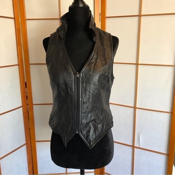 𝅺WILSON’S Pelle Studio Vintage leather vest. Black. Women’s size small. - Picture 2 of 8